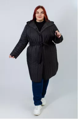 Пальто з поясом на ґудзиках супер батал