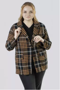 Трендовий кашеміровий піджак в клітинку універсального розміру 
