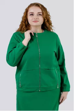 Куртка-жакет в зеленом цвете батал
