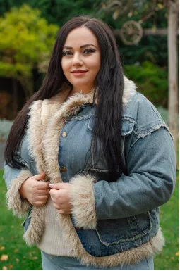 Куртка джинсовая с мехом и тороками больших размеров