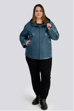 Куртка экокожа с капюшоном больших размеров