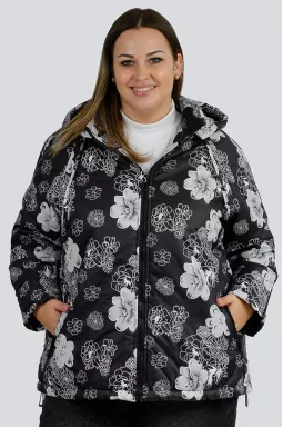 Куртка в цветочный принт со стразами больших размеров