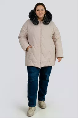 Куртка з хутром на капюшоні великих розмірів