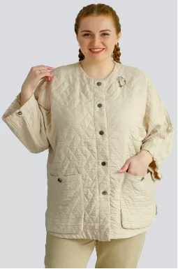 Короткая стеганная куртка с украшением больших размеров