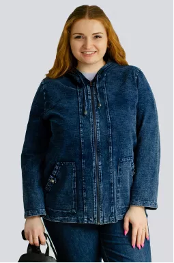 Куртка джинсова з капюшоном великих розмірів