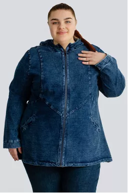 Куртка джинсова з блискавкою великих розмірів