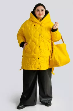 Стьобана куртка з подвійним капюшоном великих розмірів