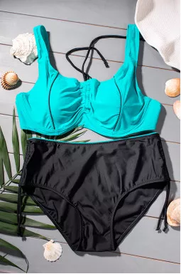 Купальник двокольоровий з затяжками великих розмірів