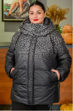 Куртка в кольорі графіт з леопардовим принтом великих розмірів