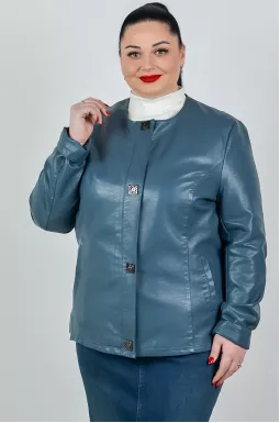 Однотонная куртка из экокожи с акцентными кнопками больших размеров