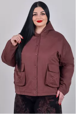 Куртка короткая хлопковая с большими накладными карманами больших размеров