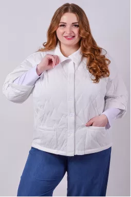 Куртка коротка зі стьобаною фактурою та з накладними кишенями великих розмірів