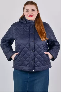 Куртка коротка з ромбовою стібкою та комбінованою застібкою великих розмірів