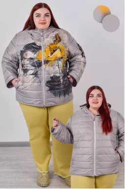 Двостороння куртка з художнім квітковим принтом великих розмірів