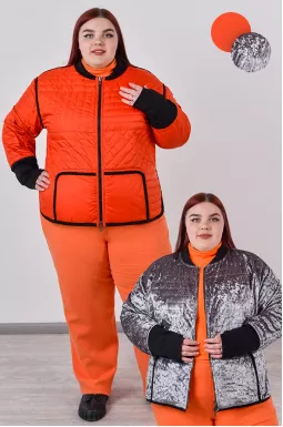 Двостороння куртка з фактурного оксамиту та плащівки великих розмірів