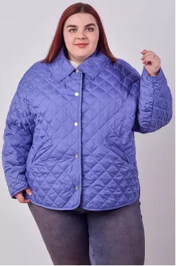 Куртка-жакет в темно-бузковому кольорі з ромбовою стібкою великих розмірів