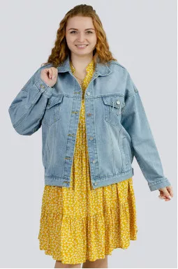 Джинсова куртка з прикрасами великих розмірів