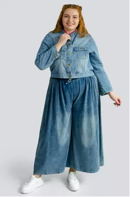 Короткий лепень джинсовий великих розмірів