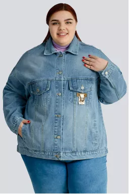 Лепень джинсовый с капюшоном больших размеров