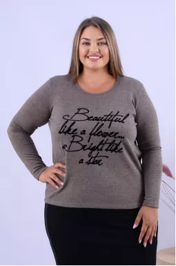 Зимовий короткий лонгслів з написом батал