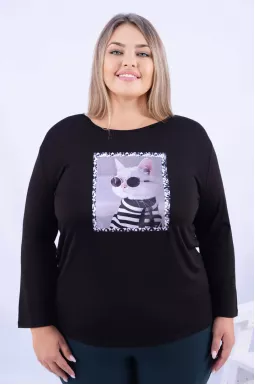 Лонгслів однотонний з малюнком батал