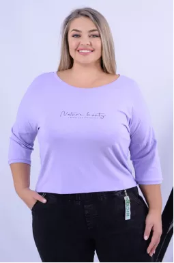 Яскравий вкорочений лонгслів з надписом батал