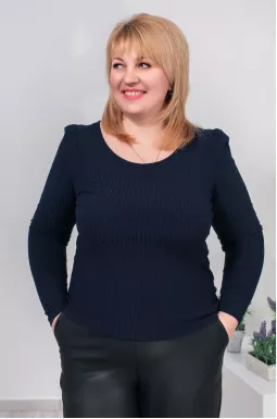 Трикотажний лонгслів в рубчик супер батал