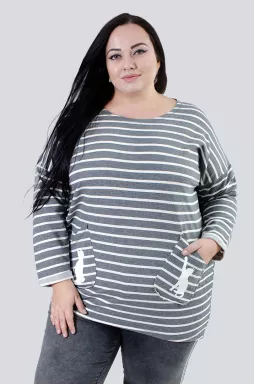 Туніка в смужку з кишенями супер батал