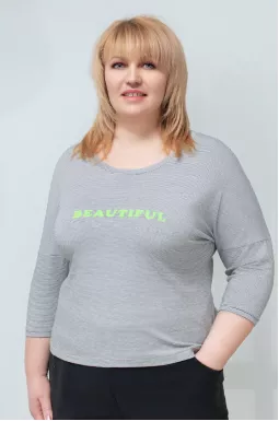 Лонгслів трикотажний в горизонтальну смужку батал