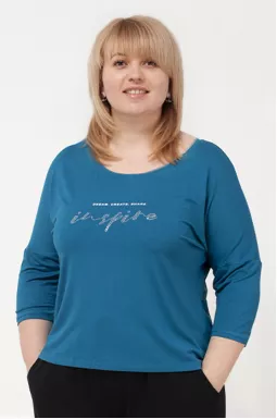 Лонгслів з написом стразами батал