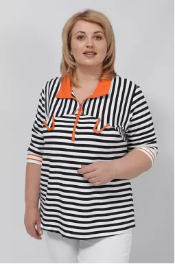 Поло з коміром в горизонтальну смужку батал