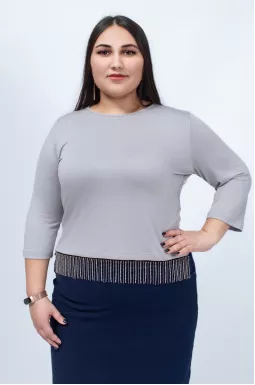 Лонгслів короткий з бахромою зі стразів батал