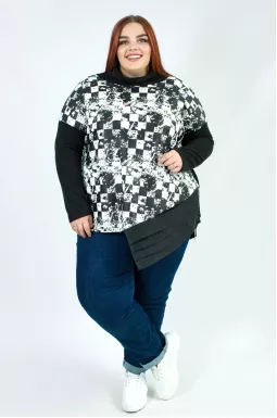 Лонгслів із комбінованої тканини ангора та трикотаж супер батал