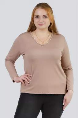 Лонгслів рубчик з перлинами і камінцями супер батал