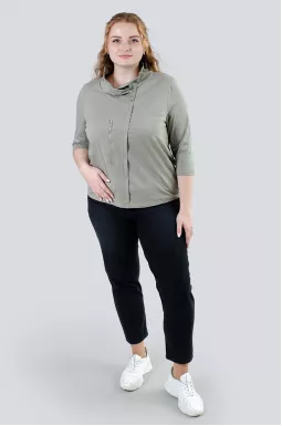 Блуза з коміром на ґудзиках і блискавкою батал