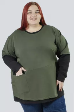 Лонгслів довгий двокольоровий з кишенею супер батал