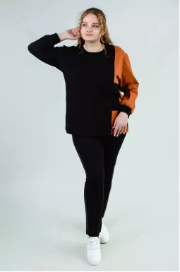 Лонгслів двокольоровий з кишенею супер батал