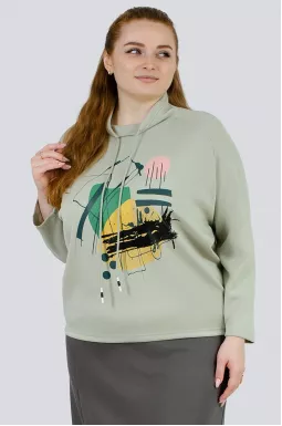 Свитшот с высоким горлом со шнуровкой больших размеров