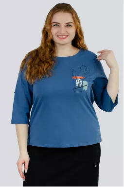 Яскравий лонгслів з принтом великих розмірів 1+1=4