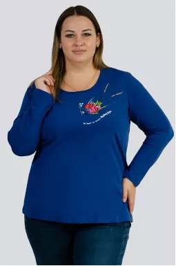 Лонгслів з яскравим принтом великих розмірів 1+1=4