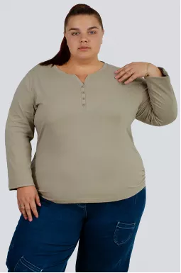 Лонгслів короткий з ґудзиками великих розмірів 1+1=4