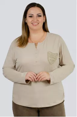 Лонгслив с вязаным карманом больших размеров 1+1=4