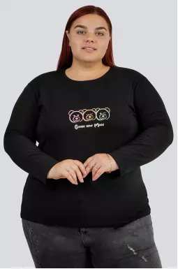 Лонгслів чорний Choose your mood великих розмірів