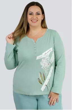 Лонгслив с принтом и пуговицами больших размеров 1+1=4