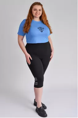 Лосини чорного кольору оздоблені аплікацією з камінців великих розмірів