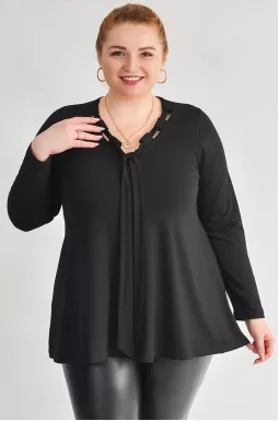 Блуза с прорезями и декоративной завязкой больших размеров