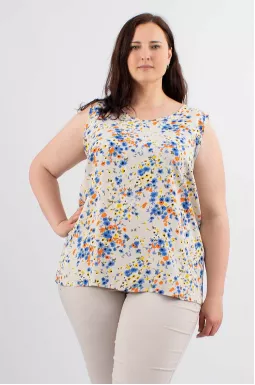 Майка длинная с разноцветным принтом батал