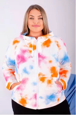 Мастерка коротка з різнокольоровим принтом батал