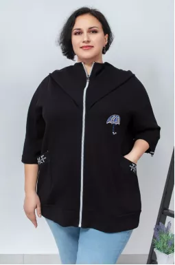 Мастерка з оригінальним каптуром і стразами батал