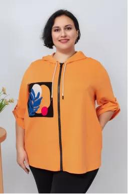 Мастерка трикотажная с цветными нашивками батал